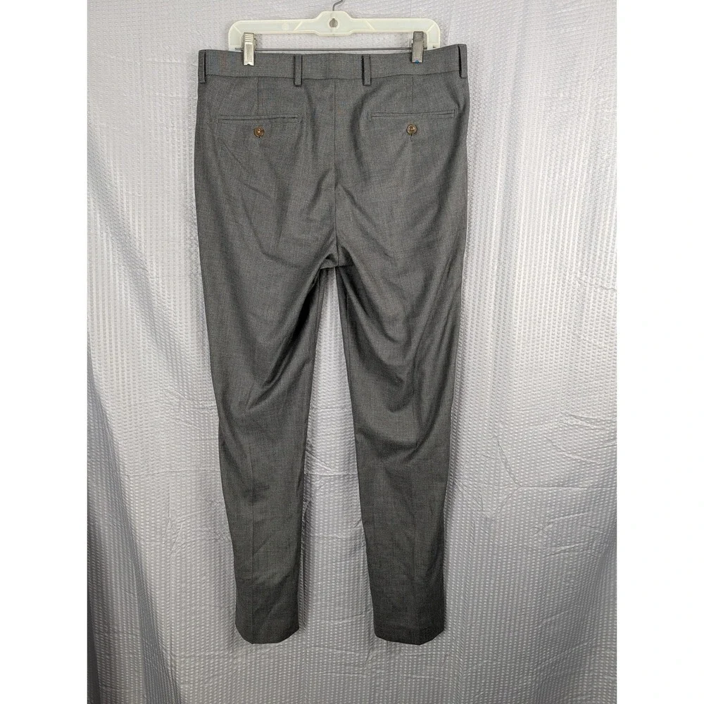 Cremieux Mens Grey Flat Front Dress Pants Trousers 34x32 Tailored Fit